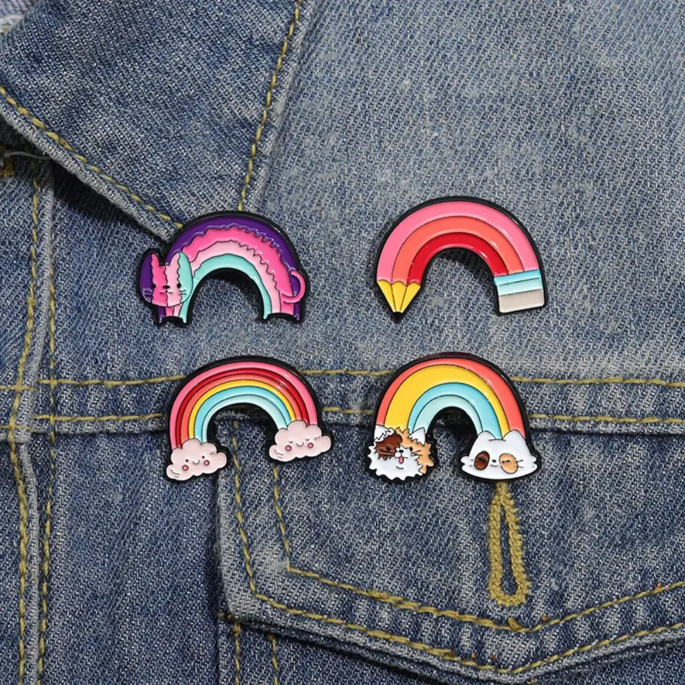 Sea Life Rainbow Brooch Shark Jellyfish Seahorse Clothing Accessories Collar Pin Metal Badge Bag Pins Badges Hair Brooches