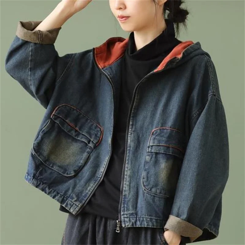 

loose women's new fashion pocket denim jacket women