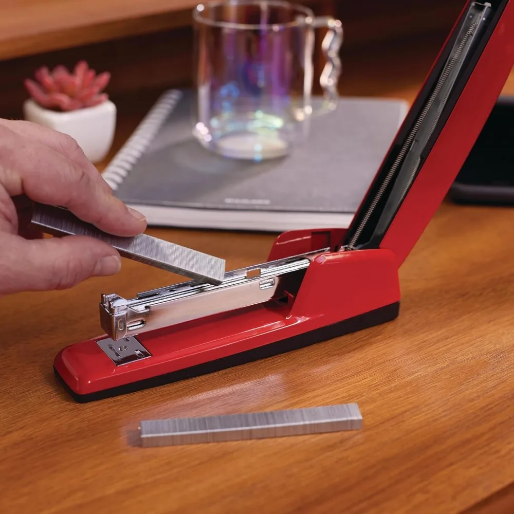 Jam-Free Metal Stapler, 30 Sheet Capacity, Rio Red Desktop Stapler with Lifetime Warranty