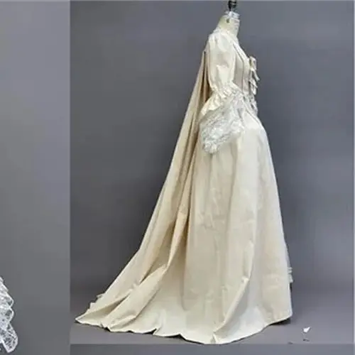 

Women's Victorian Robe a la Anglaise France Dress Medieval White Rococo Ball Gown Vintage Party Costume