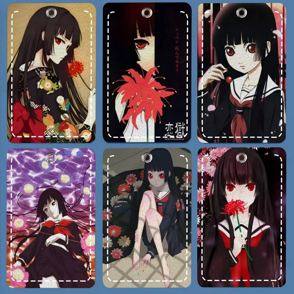 

Аниме-держатель для карт Hell Girl Jigoku Shoujo, подходит для кредитных карт, проездных билетов, мягкий кожаный прямоугольный брелок-ключница, защитный чехол