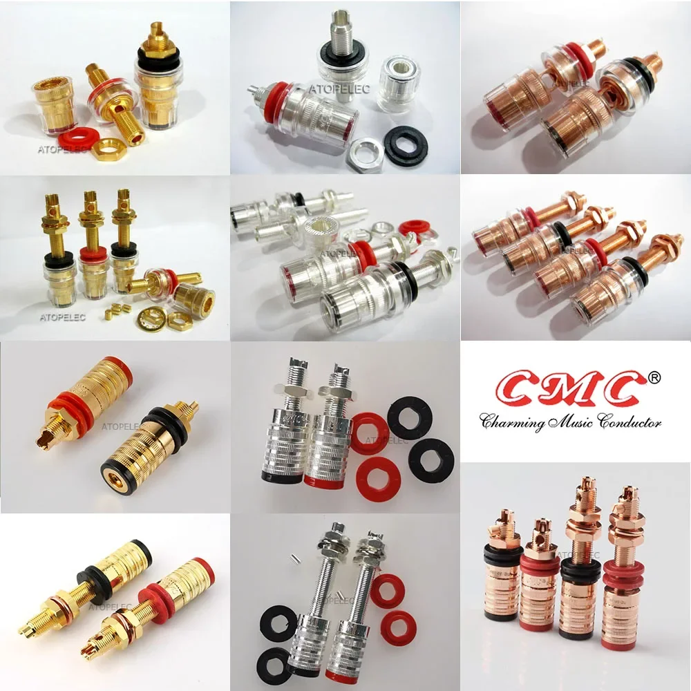 2 pares CMC 838 858 24K oro/grueso plateado altavoz de latón AMP vinculante poste Hi-Fi Banana Jack Panel montaje en chasis