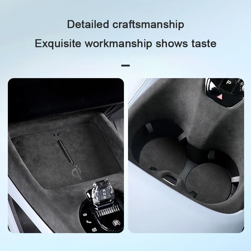 

3pcs For BYD Seal Atto4 2022 2023 2024, Italian Suede Non-slip Water Cup Center Console Wireless Charging Pad Groove Mat Parts