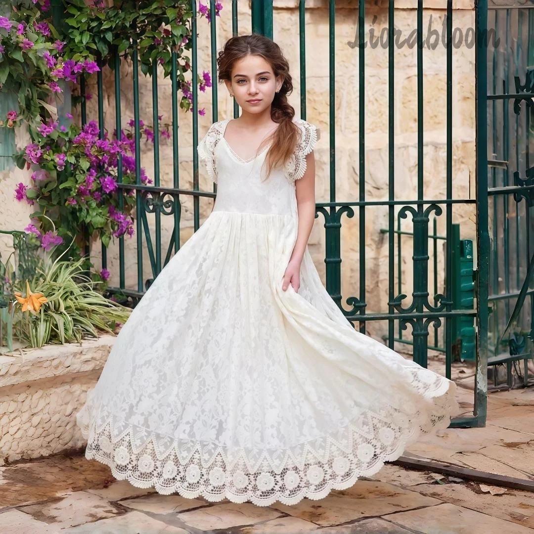 

Custom-Made Girls' Formal Gown Lace Full Skirted Dress Flower Girl Attire Women's Wedding Party Attire Dress свадебное платье