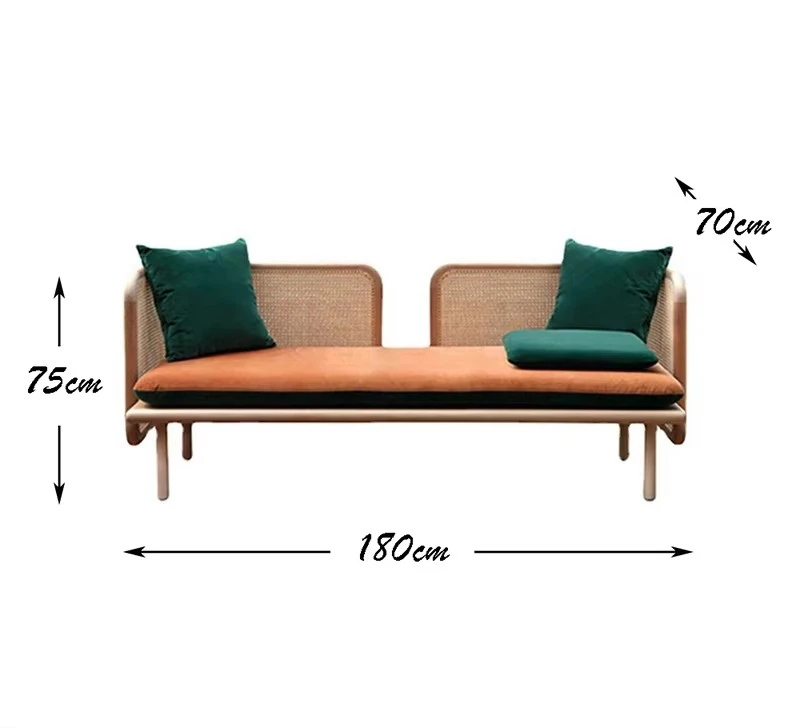 Nordic retro rattan sofa B & B home living room simple double rattan chair