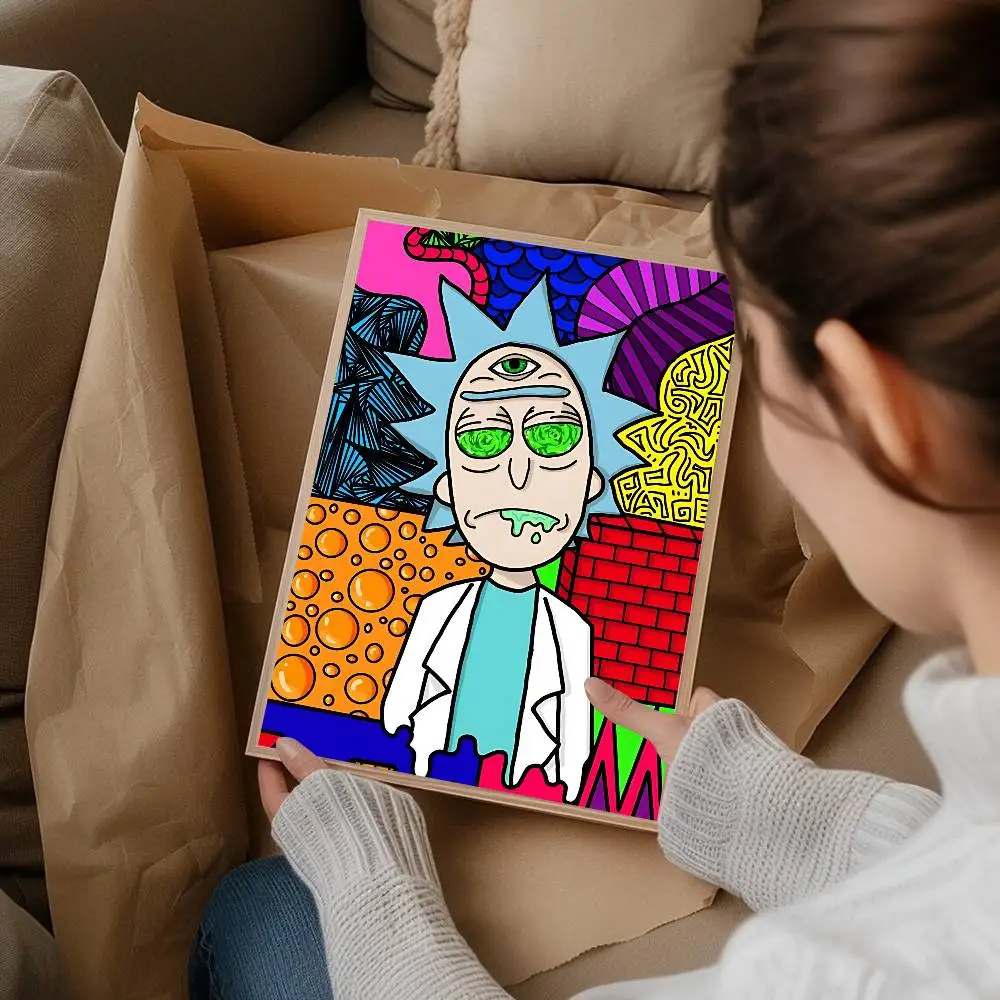 ملصق R-Rick And M-Morty الكلاسيكي المقاوم للماء ملصق ورقي لديكور جدران غرفة القهوة والبار #5