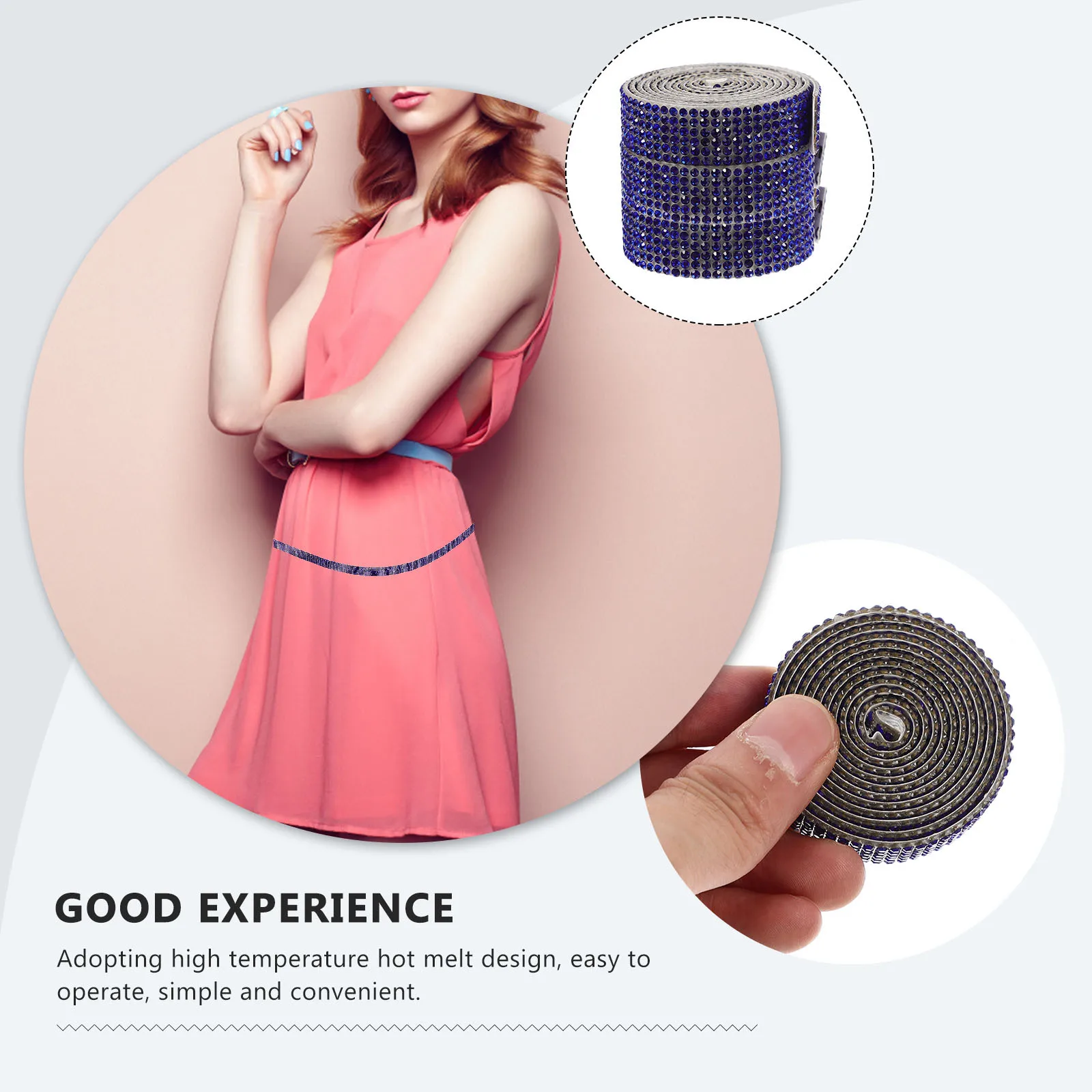 

3 Rolls Self Adhesive Rhinestone Ribbon Easy Operate DIY Craft Trim Wear-Resistant Costume Supplies Rhinestone Chain