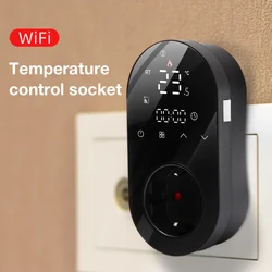 Smart WiFi LED Thermostat Plug Outlet Digital Energy Plug 16A APP Remote Control Temperature Controller for Heating Cooling