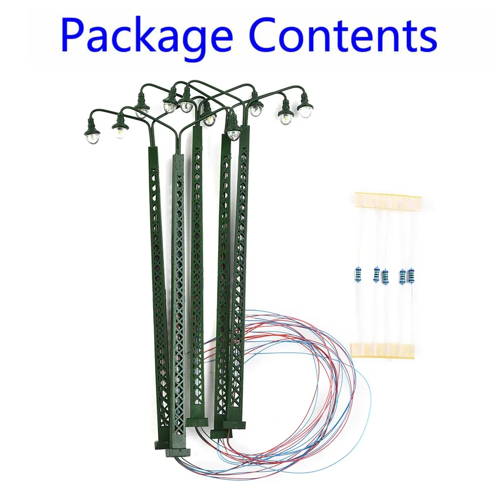 5Pcs Train Railway Park Led Lamppost Lamps Wall Lights Model Scale 1:25 3V Model Garden Lamps Miniature Lanscape Ornament