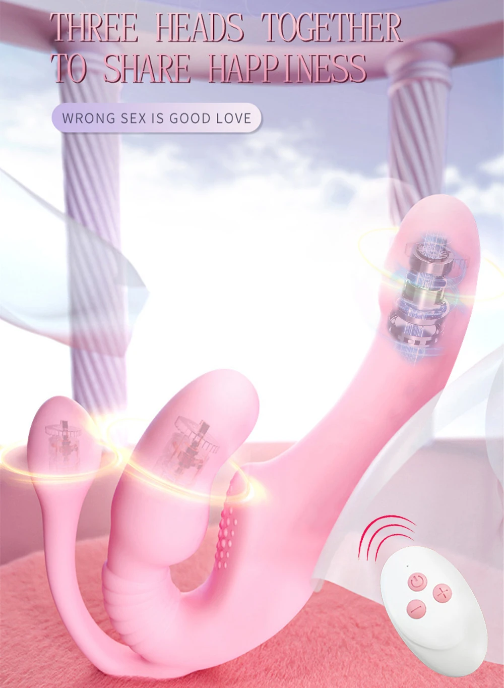 G Spot Dildo Vibrator Strapless Strap-on Anal Plug For Couples Lesbian Wireless Remote Control Three-Heads Vibrator Sex Toys