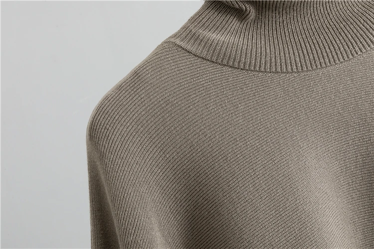 Neues Herbst/Winter Elegantes Rollkragen-Cape-Top mit Weiten Hosen Locker Sitzendes Set Modisches Strick-Zweiteiler für Damen – Detail 9