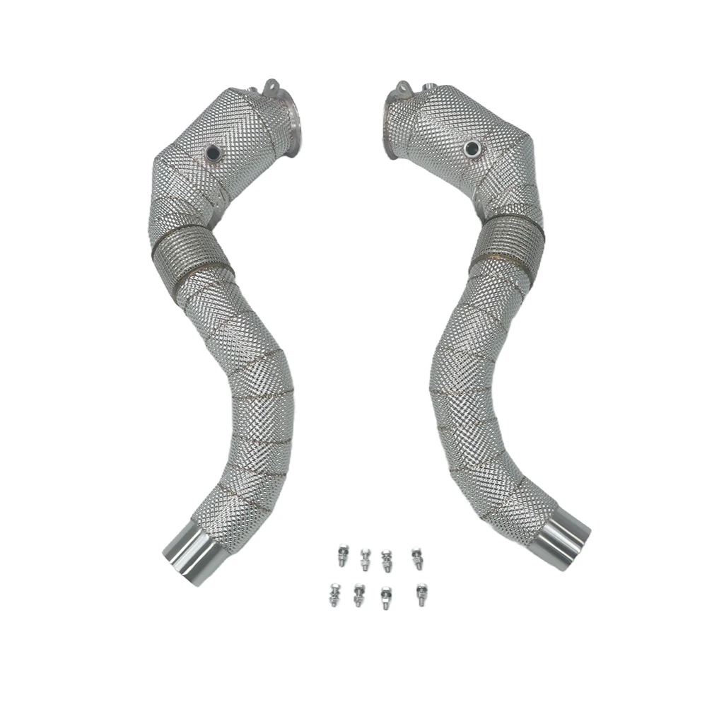 JIAJUN High Performance Stainless Steel SS304 1.5mm Thick Heat Shield Exhaust Downpipe for  X6 M50I 2022+ V8 4.4T Three Way