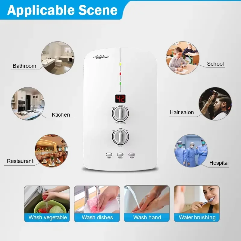 5500W 220V Plastic Hotel & Bathroom Water Heater with Instant Hot Water Demand LED Display Electric Shower Head