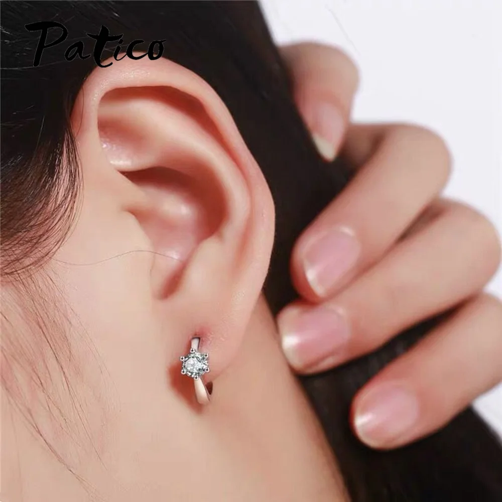 Top Vendor Women 925 Silver Color Round Hoop Earrings Korean Fashion Claw Design Jewelry Cubic Zirconia Piercing For Woman