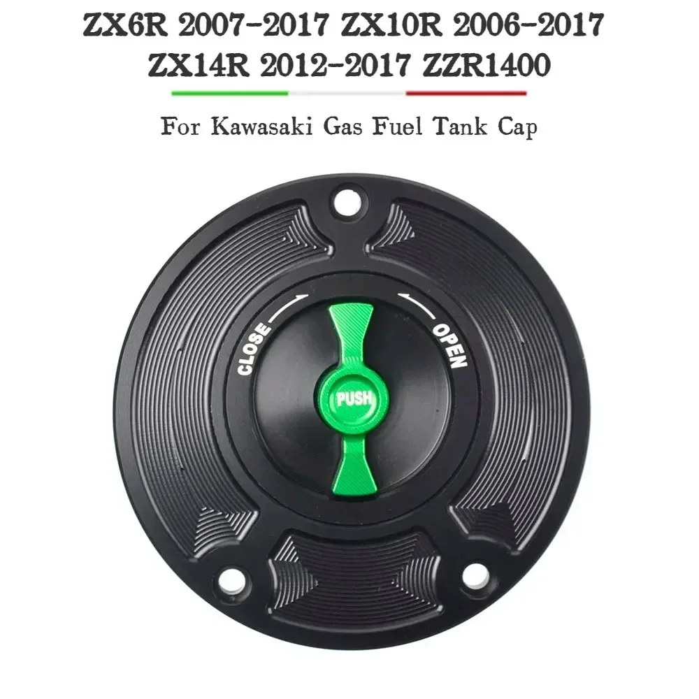 CNC Aluminum Fuel Filler Cap Cover Fit For Kawasaki ZX6R 2007-2017 ZX10R 2006-2017 ZX14R ZZR1400 2012-2017 Moto Accessories