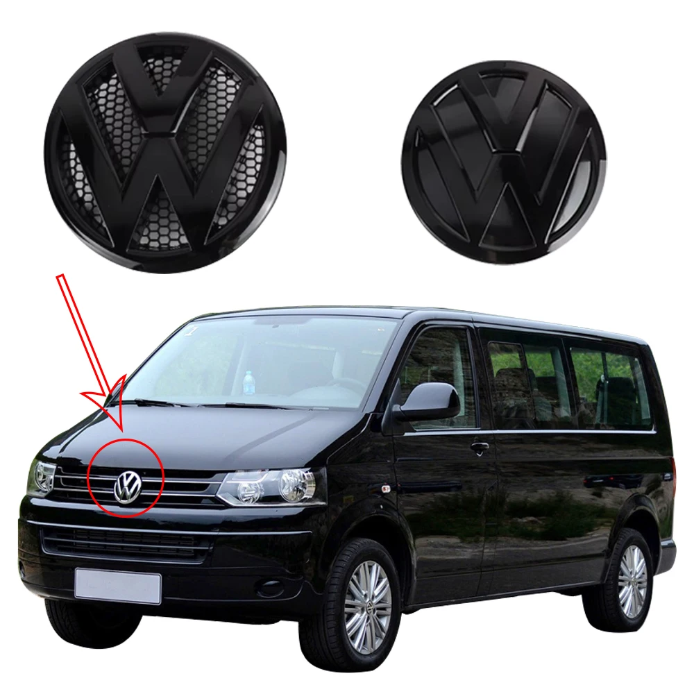 Gloss black Car Hood Front Grill Emblem Tail Trunk Logo Cover Decoration For Volkswagen VW Transporter T5 T6 2010-2020 years