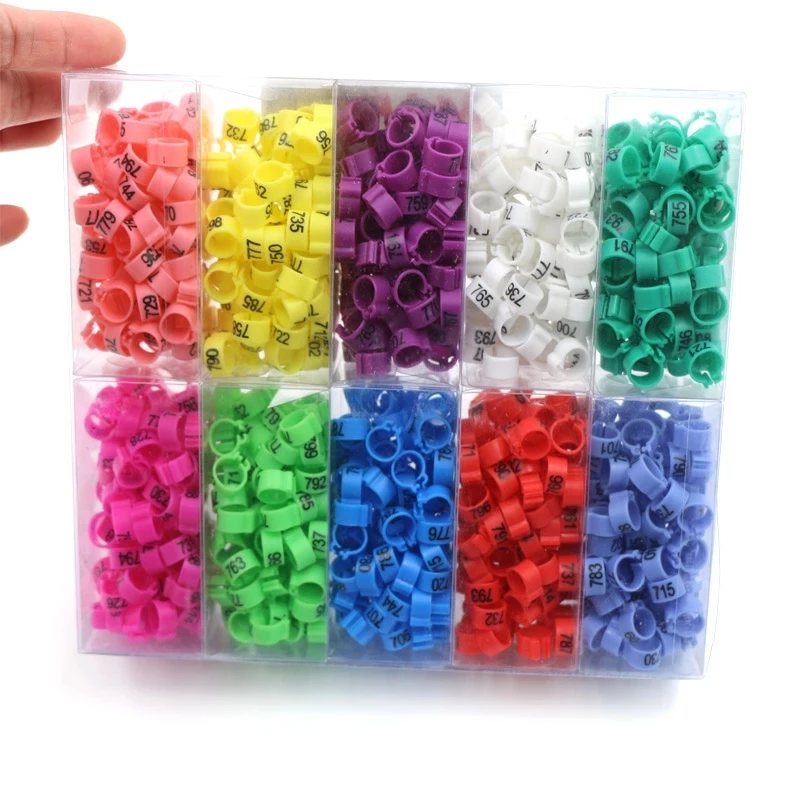 1000 Pcs 10 Colors Bird Foot Ring Plastic Poultry Leg Ring With Numbers Pigeon Competition Recognition Circle Parrot Carry Tool