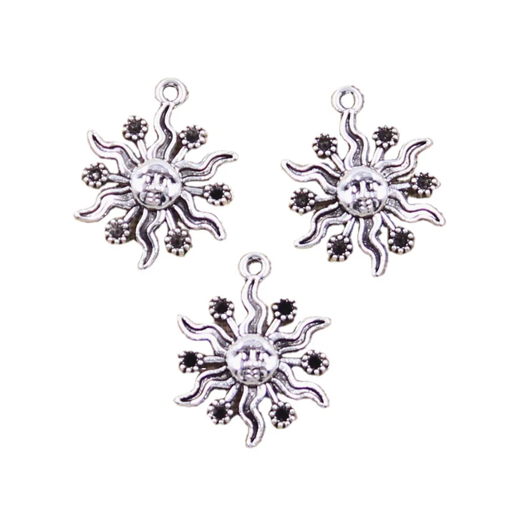 15pcs Charms Sun Sunlight Sunshine 24x18mm Antique Silver Color Pendants Making DIY Handmade Tibetan Finding Jewelry