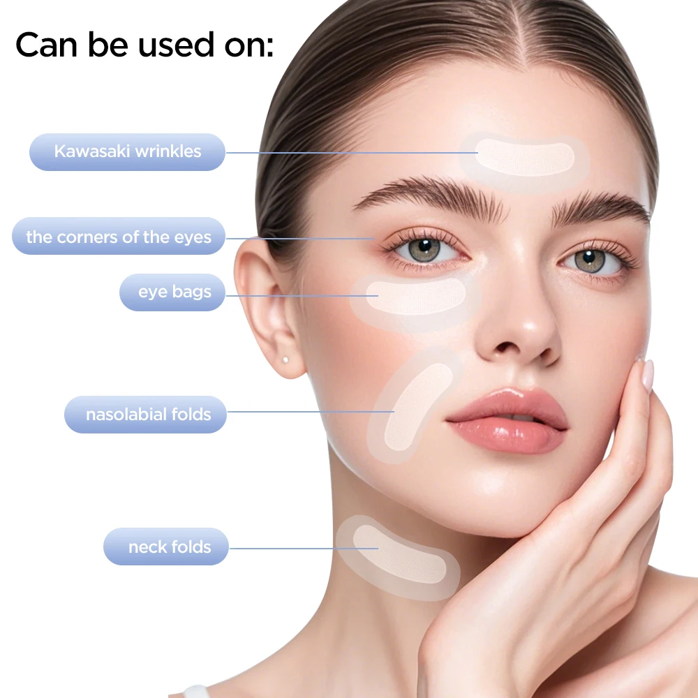 Patchs pour les yeux à micro-aiguilles, autocollant d'acides hyalurones, bandes de Lifting du visage, ensemble dissolvant de ligne du front et du cou, tampon de soins pour la peau