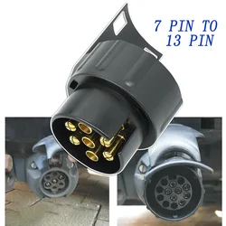 Tomada elétrica Adaptador Plug Converter, Adequado para Trailer Padrão Europeu, Caravana Towbar, Reboque, 7 a 13 Pin, 12V DC