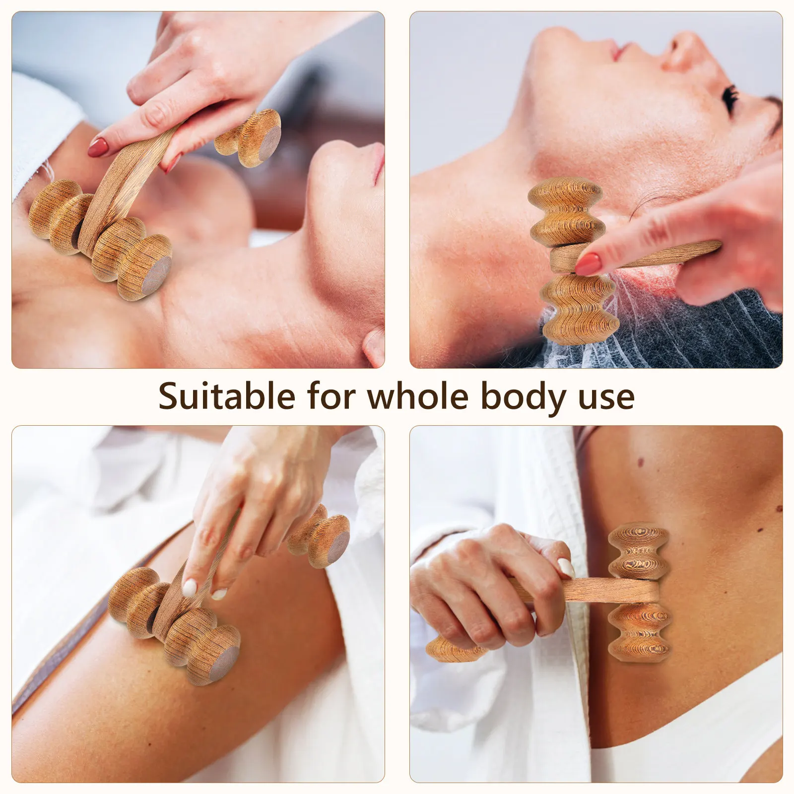 4-Wheel Handheld Massage Roller Stick for Legs Back Neck Shoulders Calf Muscle Tension Relief Portable Body Massager Tool