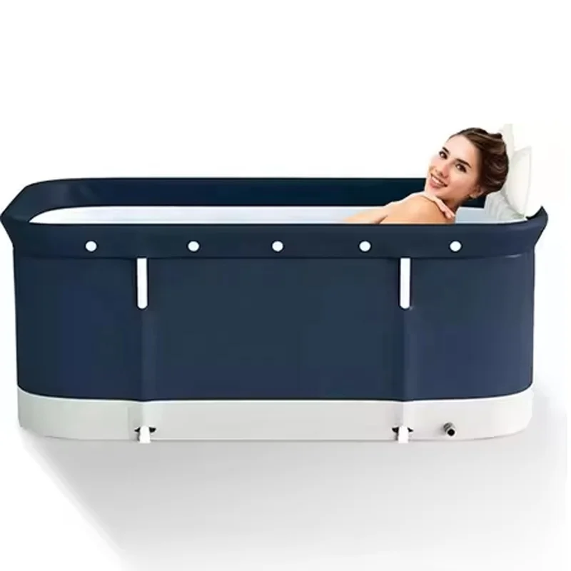 Adult Folding Bathtub Durable Portable Inflatable Bathtub Foldable Wide with Bath Pillow Bath Seat Ice Bathtub