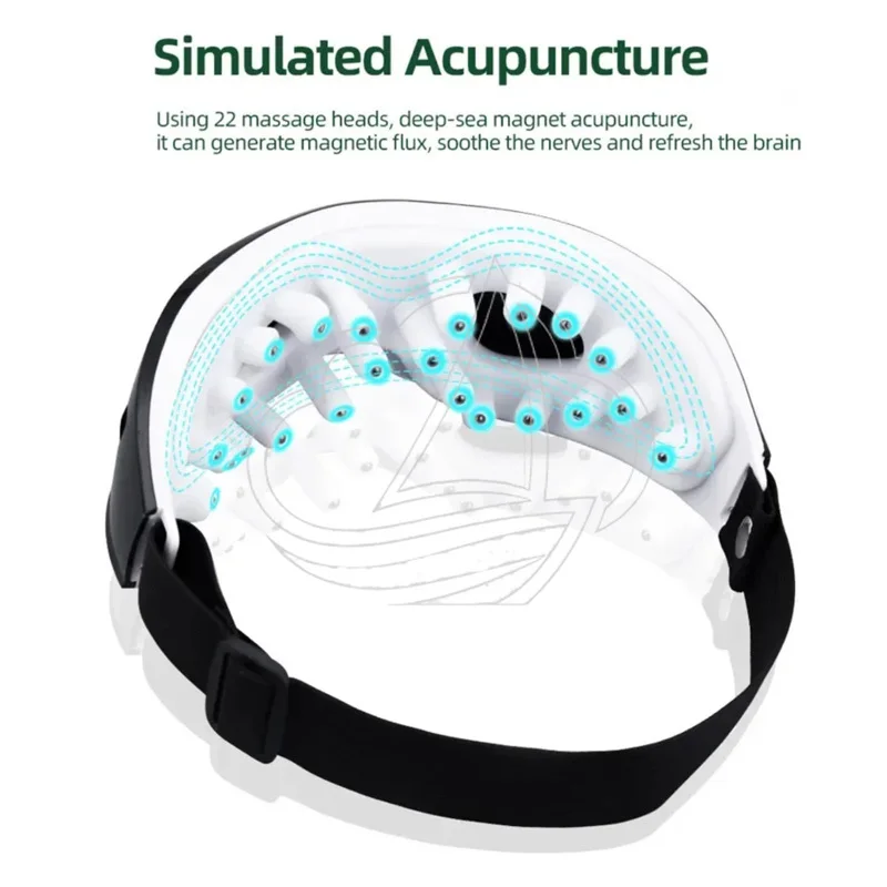 Magnetic Therapy Eye Massager, 9 Adjustable Modes, Smart Vibration Massage Device for Eye Fatigue Relief and Daily Car