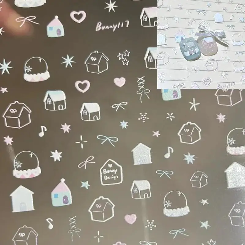 INS Style 3D Relief Cartoon Snowman Snow House Stickers Korean Cute Student Stationery DIY Notebook Supplies