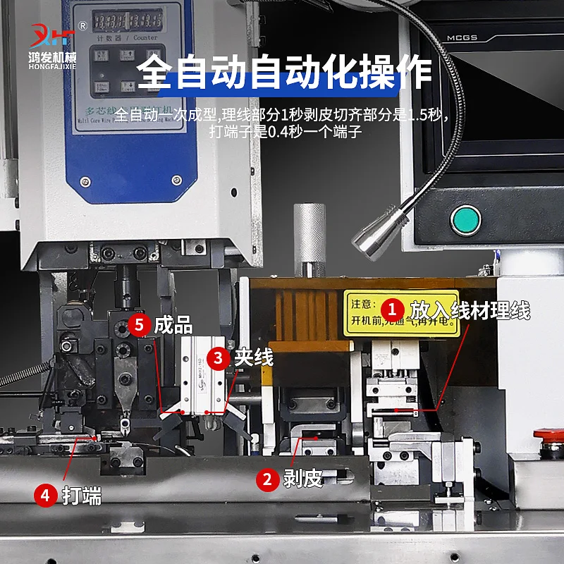 تقشير وتجريد الأسلاك متعددة النواة مغلفة وتقشير وتجريد الأسلاك مع آلة طرفية #3