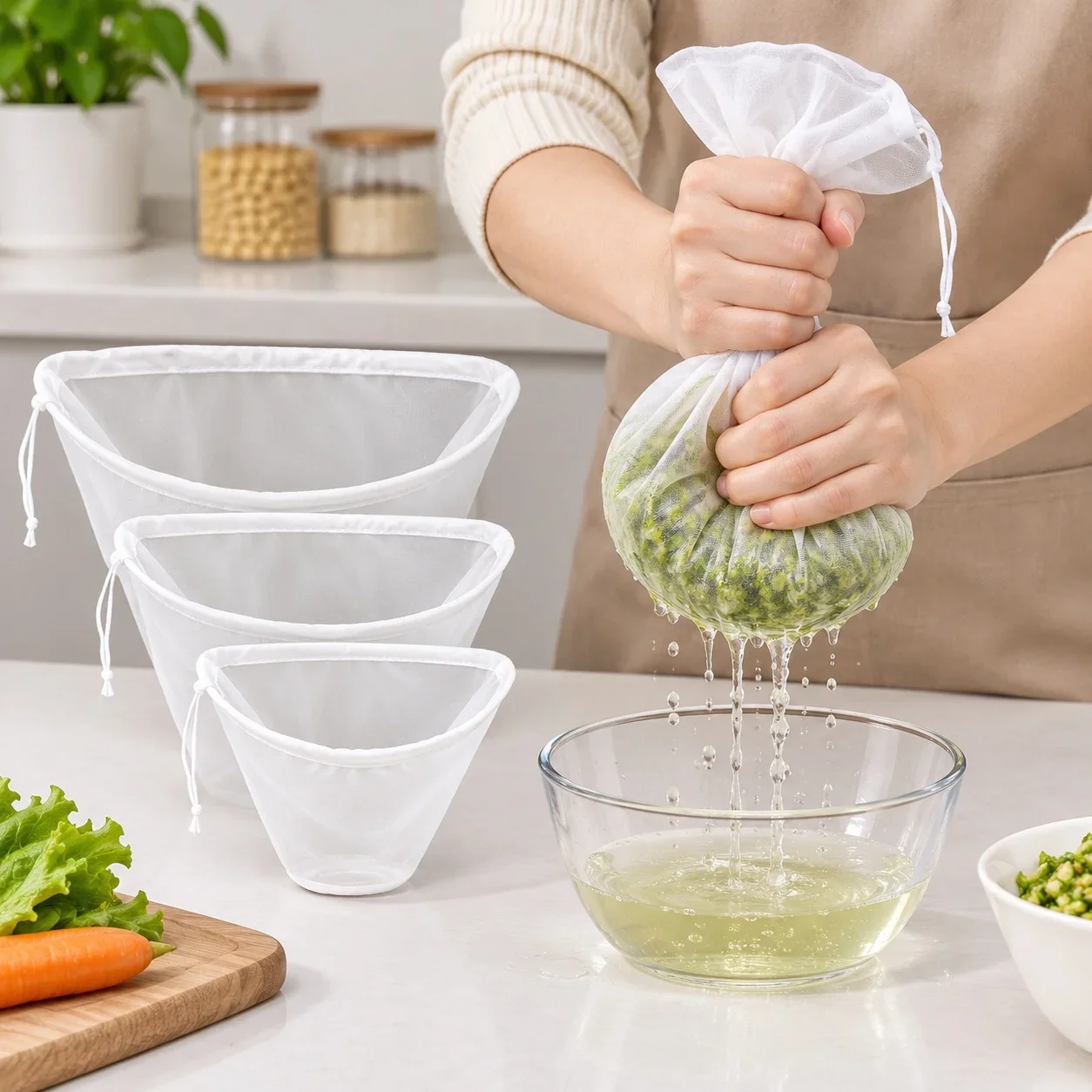 Reusable Food Grade Filter Bag Fine Mesh Straining Bag for Vegetable Water Separation Yogurt Cheese Coffee Kitchen Cooking