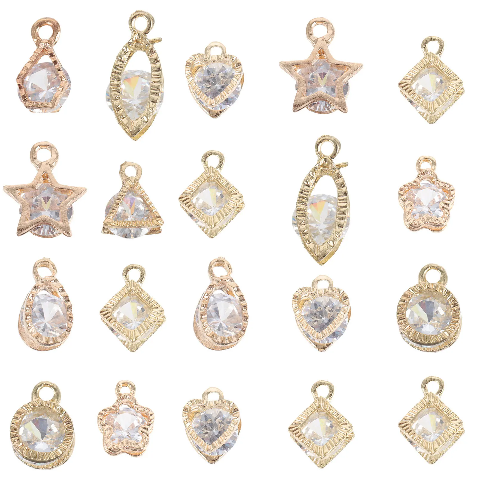 90Pcs Cubic Zircon Alloy Pendants DIY Jewelry Accessories for Necklace Earrings Bracelet Charms Shiny DIY Material