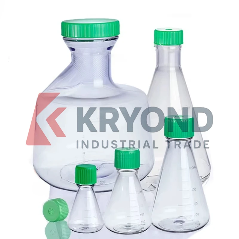 Sterile Plastic Triangular Shake Flask Cell Culture Flask Conical Shake Flask with Breathable Cover Original Product