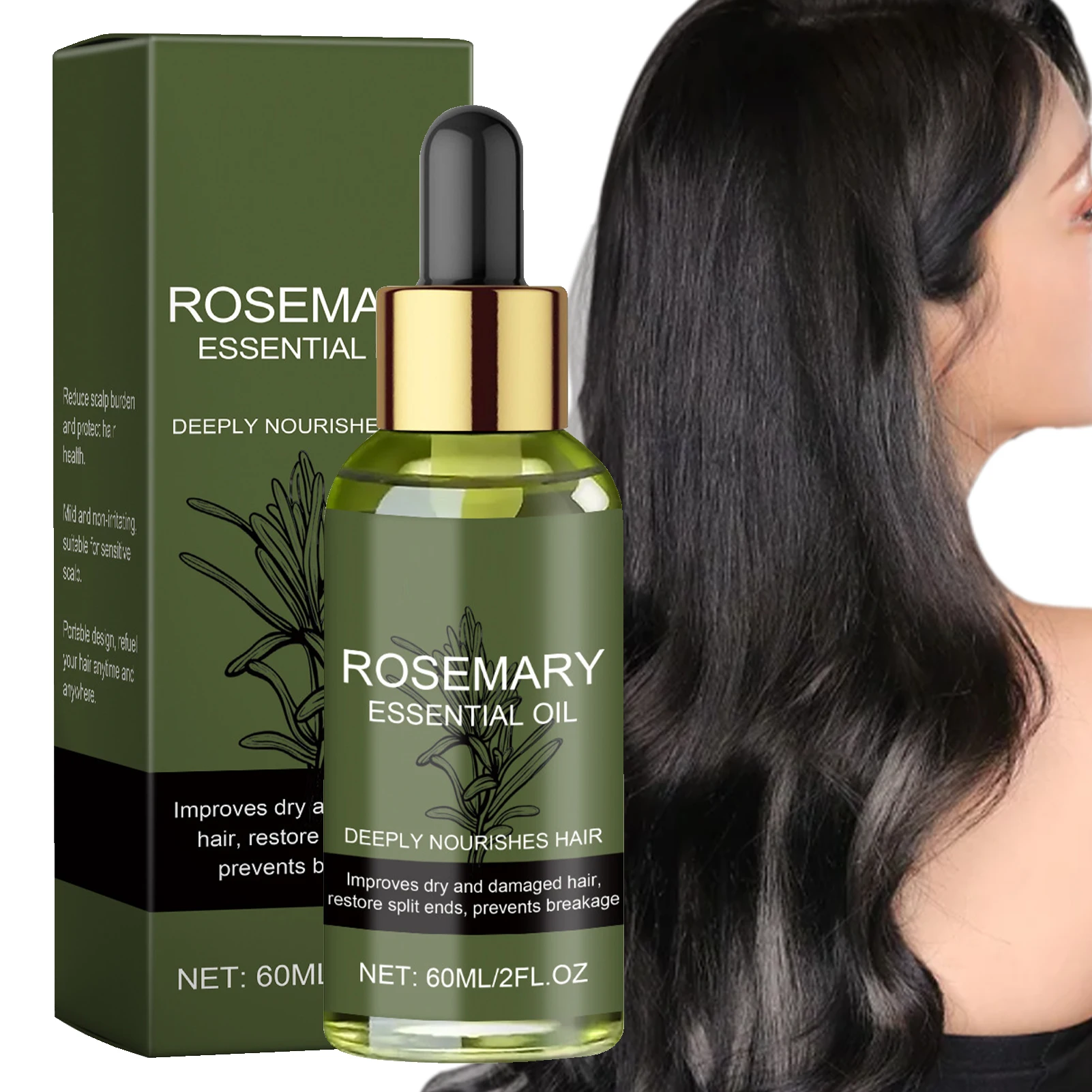 Rosemary Hair Essentiall Oil Smoothing Hair Strengthening Nourishing Brightrning Moisturing Softening Luster Hair Care Product