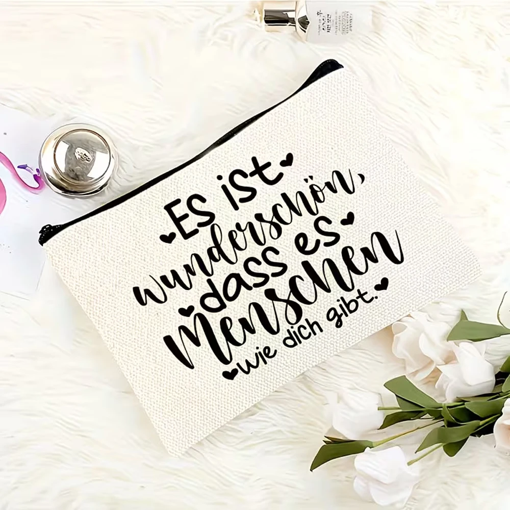 German Inspirational Quote Makeup Bag, 