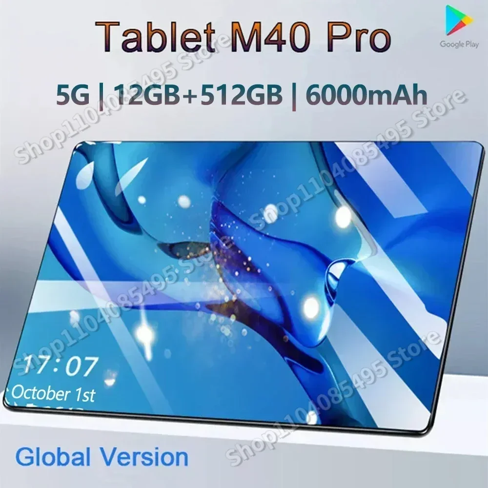 

M40 Pro Tablet 10.1 Inch 16GB RAM 1TB ROM tablet Android 10 Core Pad GPS dual card Tablet PC Phone Dual Wifi tablette android