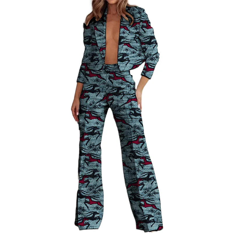 

Оригинальный дизайн, женские модные костюмы в африканском стиле от кутюр с принтом, короткие пиджаки с брюками, традиционная одежда