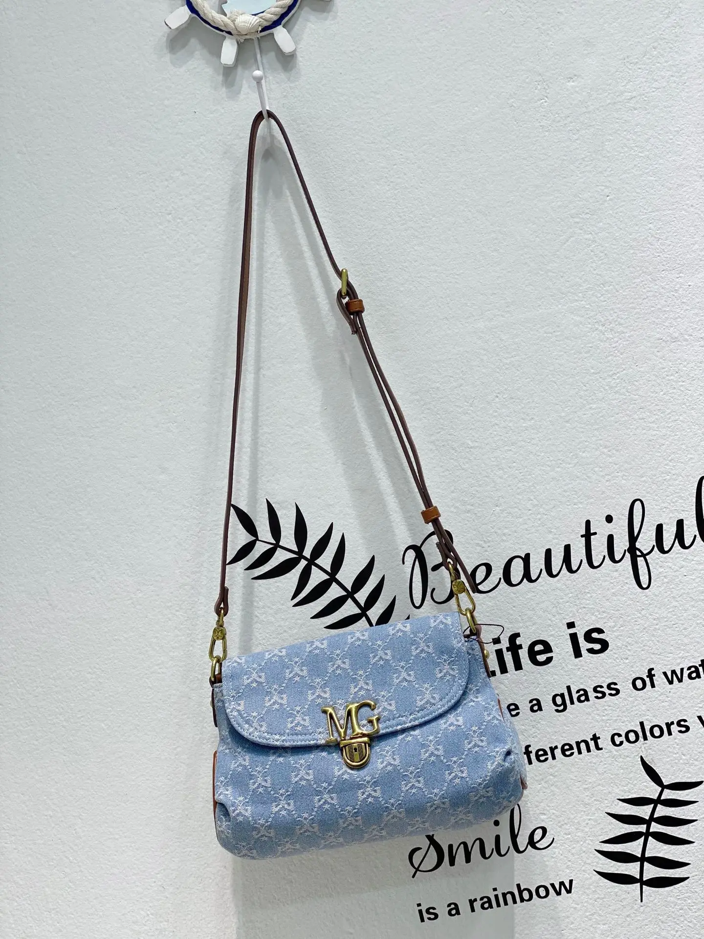 Luxury Denim Handbags Female Blue Jeans Tote Bag New Fashion Versatile Messenger Bag EW6389