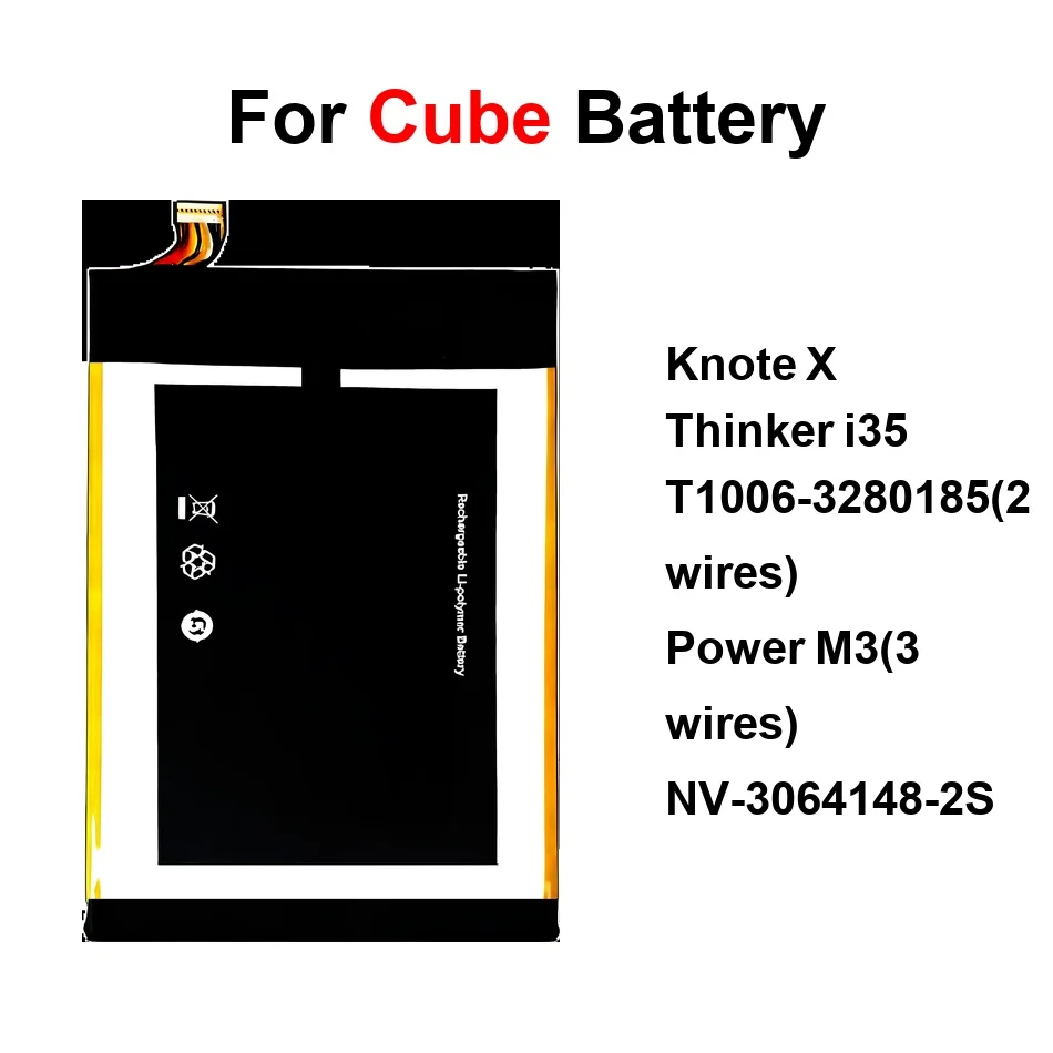 

Аккумулятор для планшетов Alldocube M5, Cube Knote, Power Thinker 5, Pro Tablet (4200-12000 мАч, NV-3064148-2S, T1006-3280185, 2 провода)