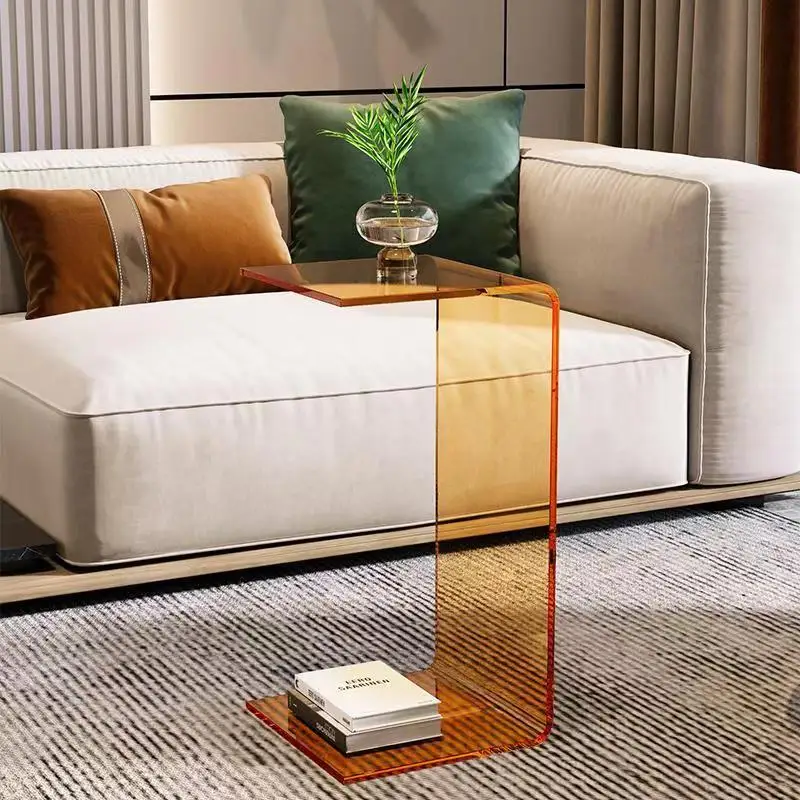 Nordic Clear Acrylic C-Shaped Coffee Table for Living Room Sofa Side End Table Modern Nordic Transparent Acrylic Bay Window