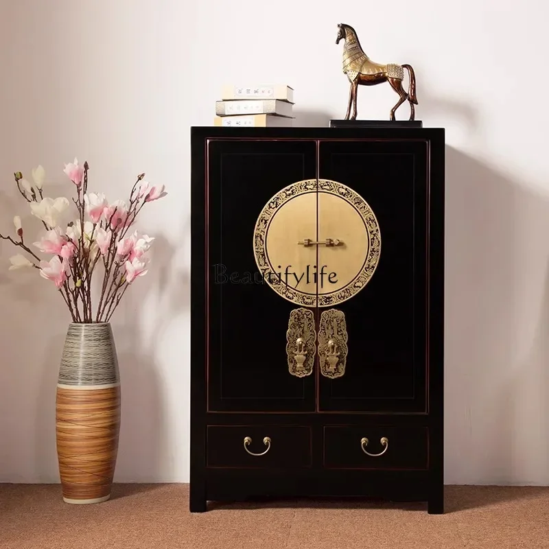 

D333New Chinese-style retro entrance hall, entrance cabinet solid wood decorative shoe cabinet, light luxury, old dining side ta