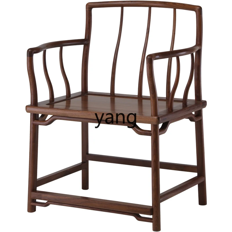 

Lt new Chinese black walnut solid wood armchair zen tea chair