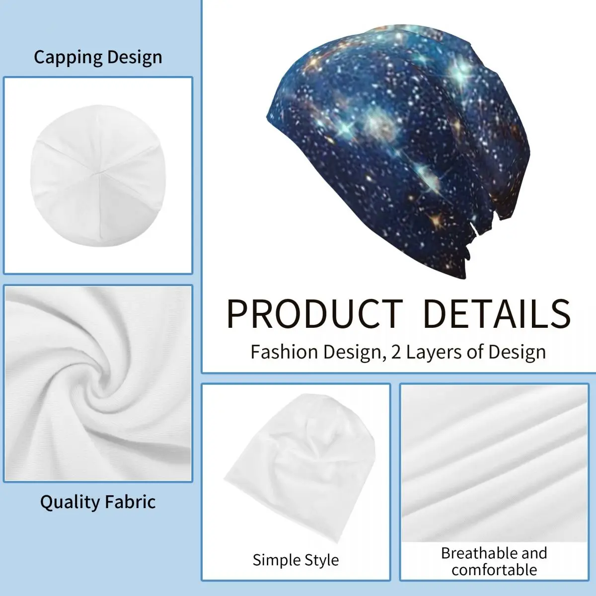 الأزرق سديم نجوم الفضاء Skullies قبعة حريمي الدافئة الخريف الشتاء في الهواء الطلق قبعة محبوك بونيه قبعات للرجال النساء الكبار