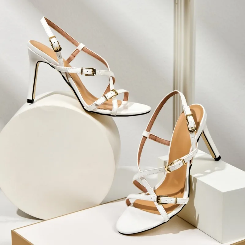 Belt Buckle Elegant High Heels Women Narrow Band Open-toe Concise Party Shoe Summer 2026 Fashion Thin Heels Office Women Sandals view 5