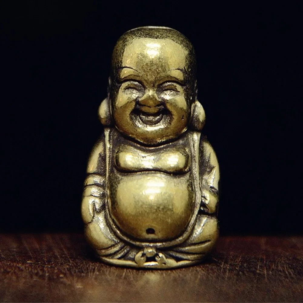 Vintage Brass Maitreya Buddha Statue Laughing Buddh Crafts Buddhist Ornaments Wealth Lucky Meditation Fengshui Decoration
