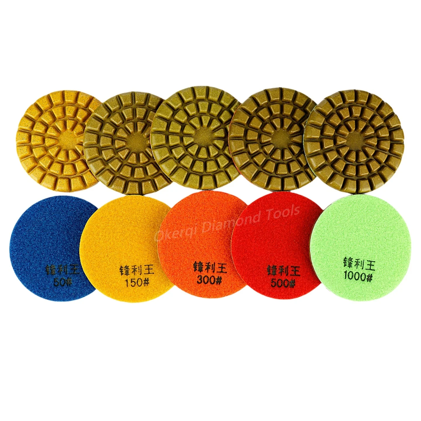 5-teiliges Set 4 Zoll 100mm Bodenpolierpads für Betonboden und Marmor, Dicke 10mm, Nass-Schleifscheiben zum Polieren von Stein – Detail 2