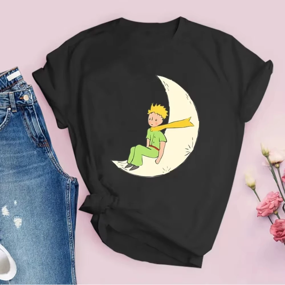 Camiseta con estampado del Principito para mujer, camiseta Harajuku, ropa de los años 2000, camiseta con estampado Kawaii para mujer, ropa de calle diaria, 1 unidad