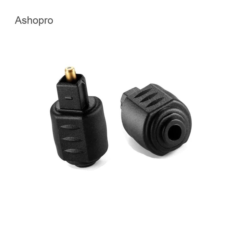 Black Mini Optical Audio Adapter Connector 3.5mm Jack Female To Male Digital Toslink Plug for Amplifier Player Wholesale