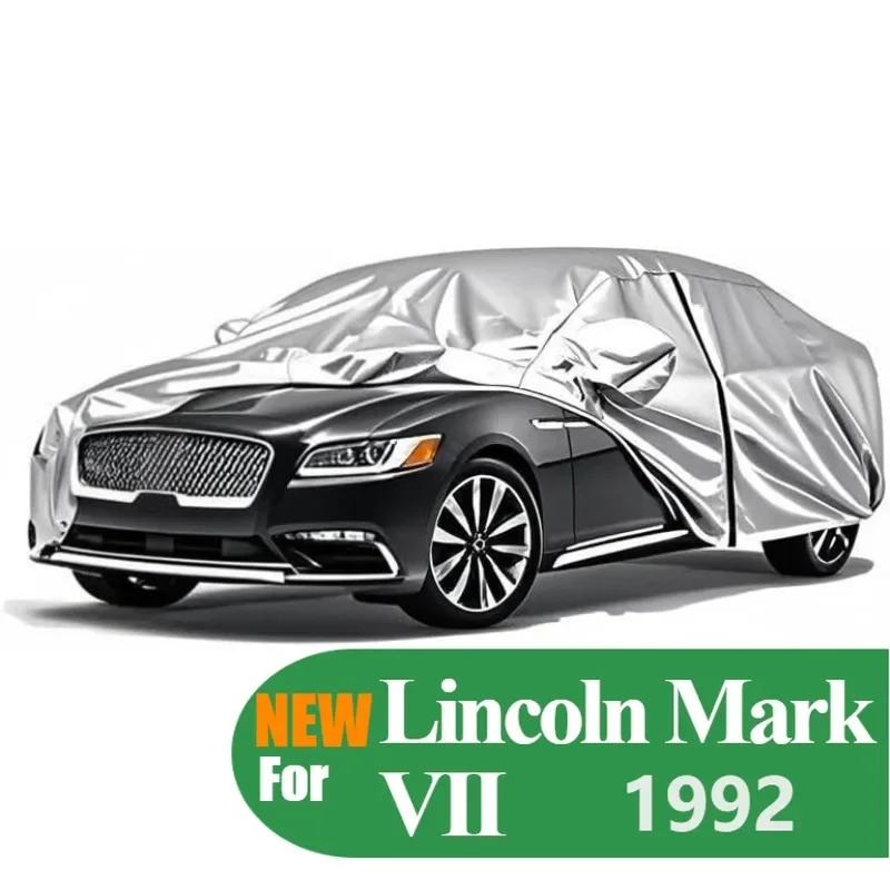 

Five-Layer 210D All-Weather Waterproof Full Car Cover for Lincoln Mark VII 1992 Sun Rain Snow Protection Silver Oxford Fabric