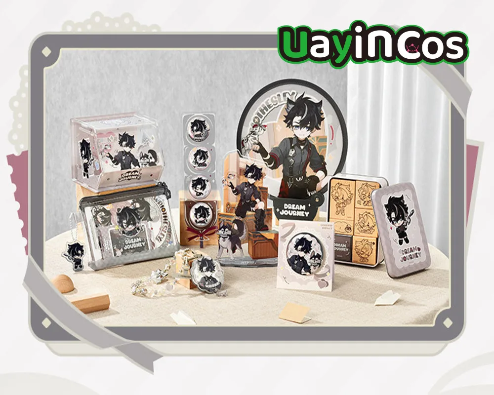 In Stock Official Genshin Impact Wriothesley Dream Journey Theme Badge Acrylic Stand Phone Lanyard Sticker Bag Set Wooden Seal A