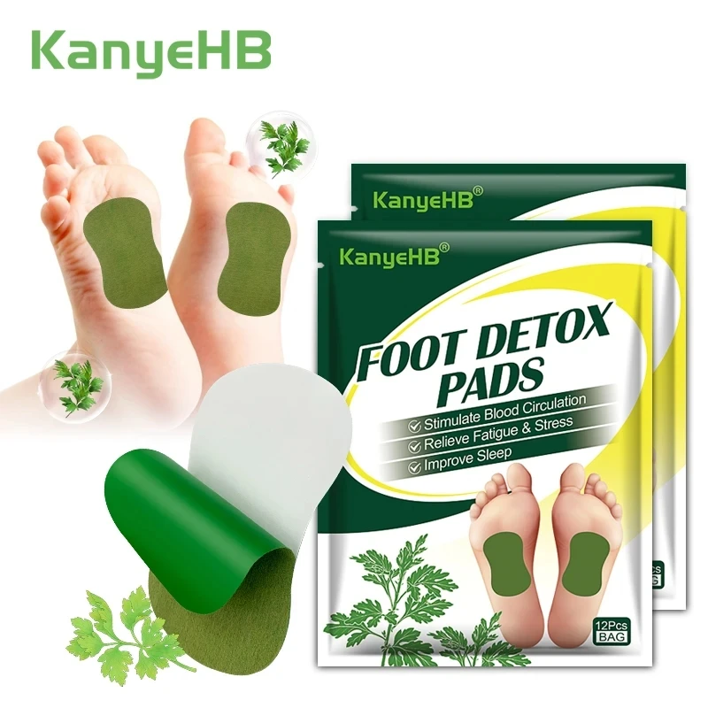 12/24Pcs Foot Patches Pads Natural Herbal Wormwood Detox Artemisia Argyi Feet Body Toxins Cleansing Relieve Stress Help Sleeping